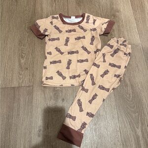 Kids Tan and Brown Pajama Set